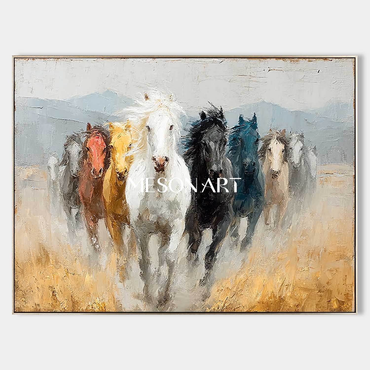 Large Nine Horses Canvas Wall Art Decor For Sale Nine Horses 3D Abstract Texture Painting