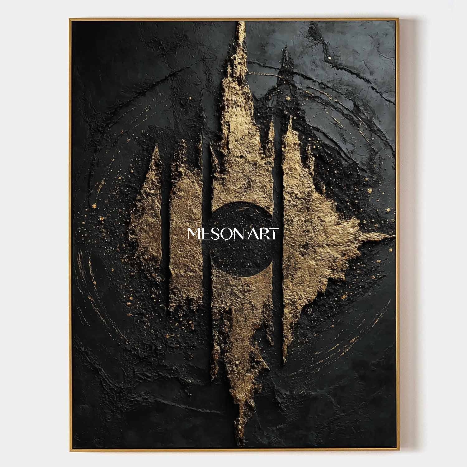 Large Black and gold abstract art canvas Black and gold texture painting Black gold wall art decor