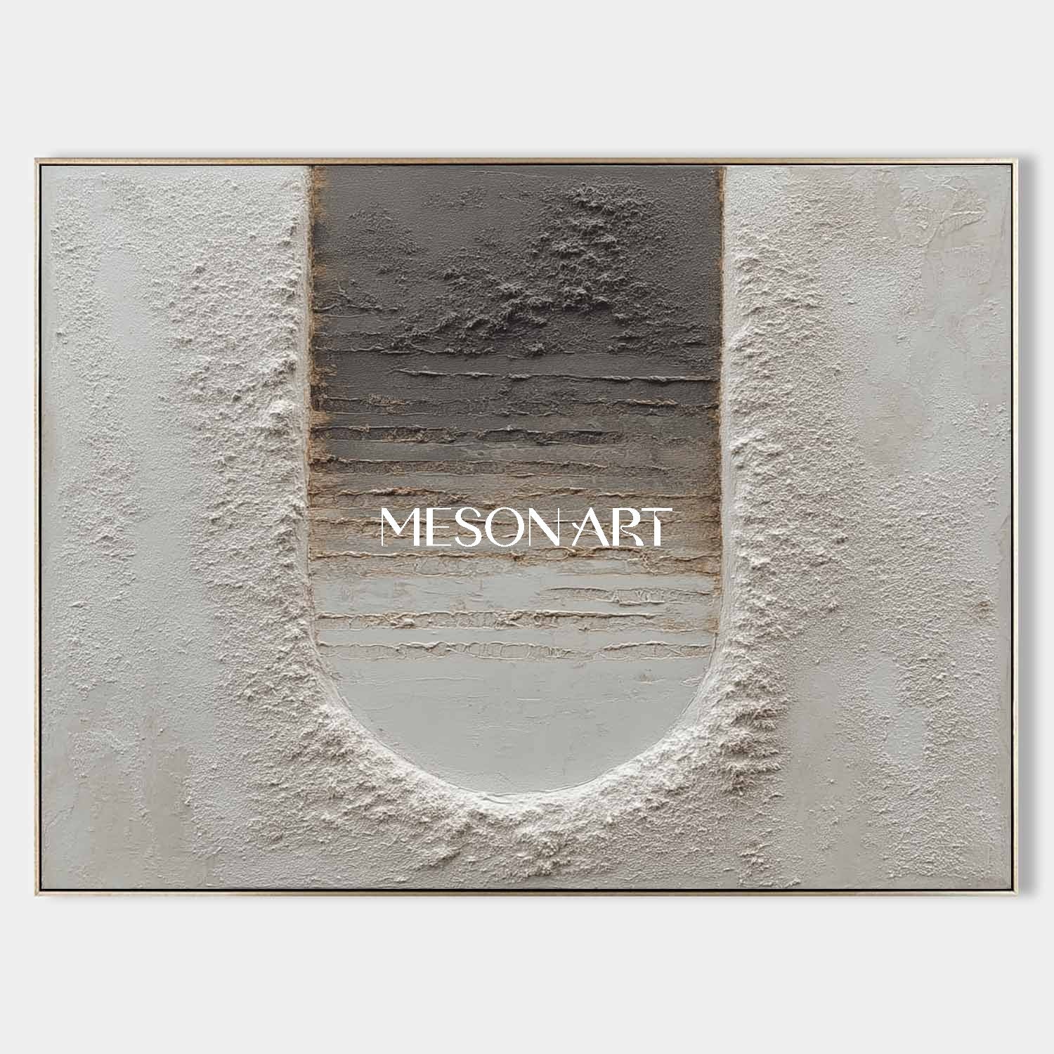 Handmade Modern Canvas Gray Painting Plaster Textured Abstract Wall Art