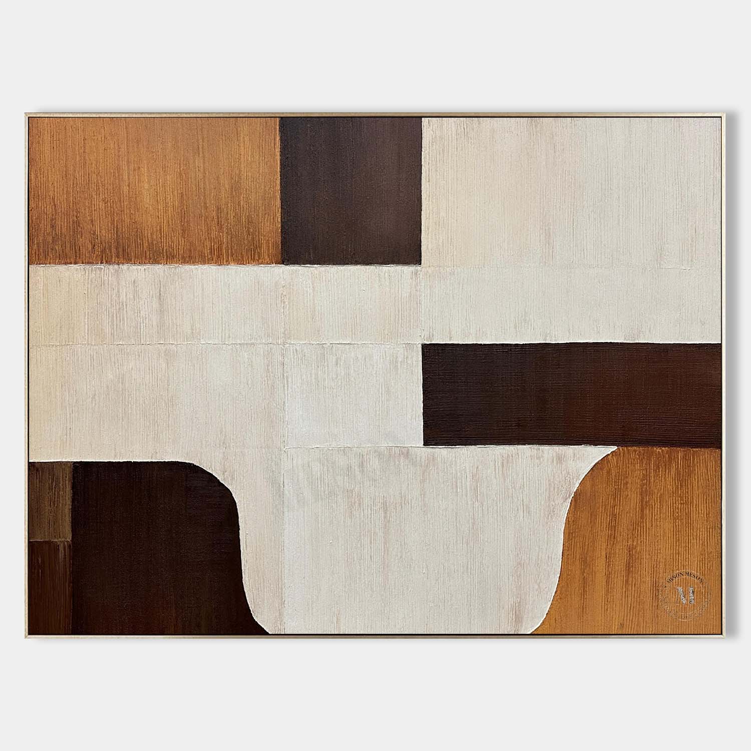 Large Beige And Brown Abstract Art Canvas Beige Minimalist Wall Art Decoration Painting