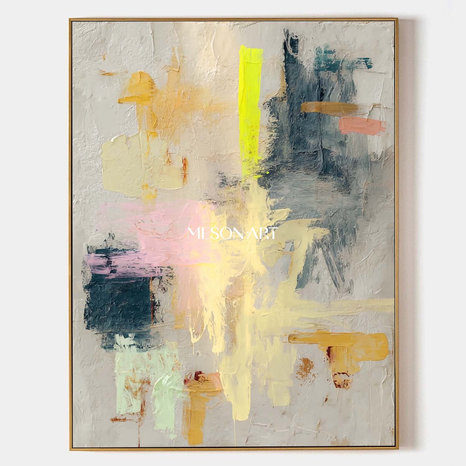 Large colorful abstract canvas art for sale Modern wall art decoration ideas Yellow abstract art
