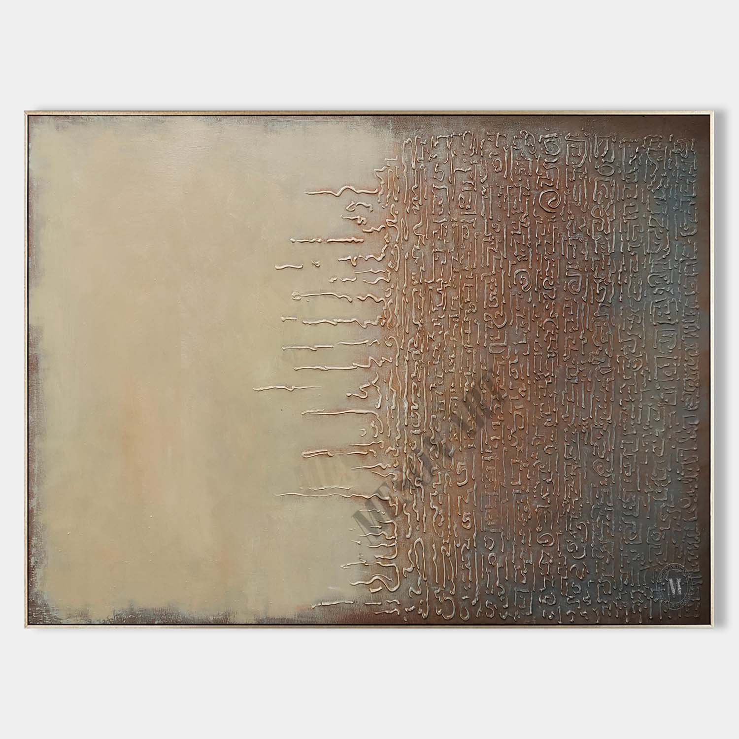 Large Beige And Brown Minimalist Abstract Art Canvas Beige And Brown Textured Wall Painting
