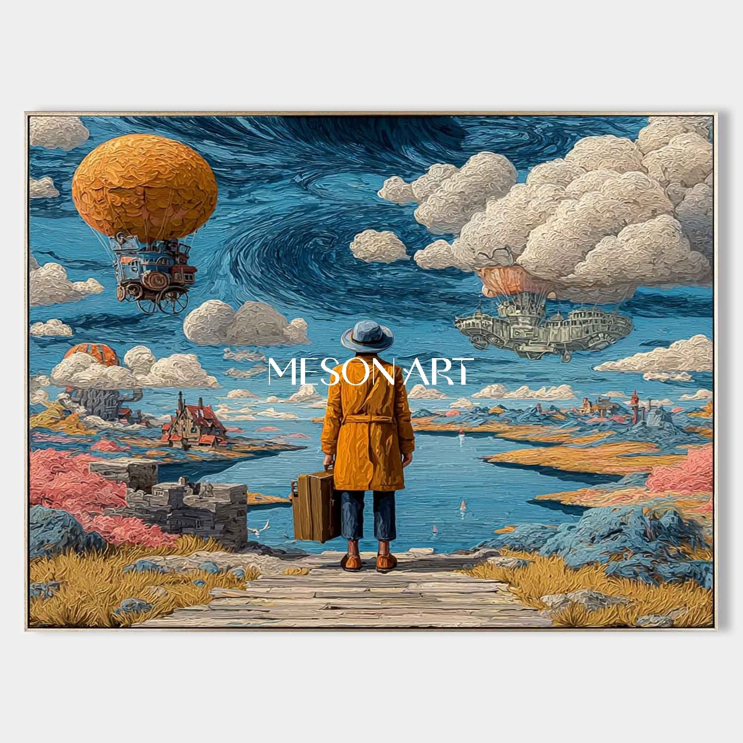 Voyager’s Horizon Surreal Art Handmade Painting Living Room Wall Decor