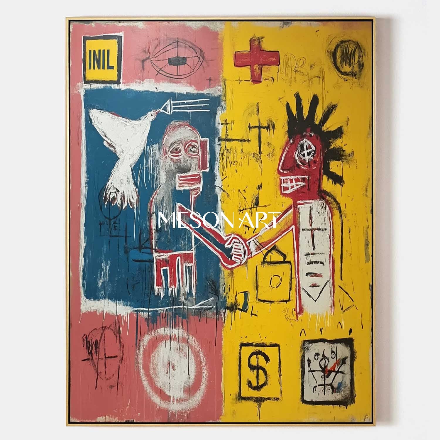 Original Neo Expressionist Art Canvas Bold Symbols Basquiat Inspired