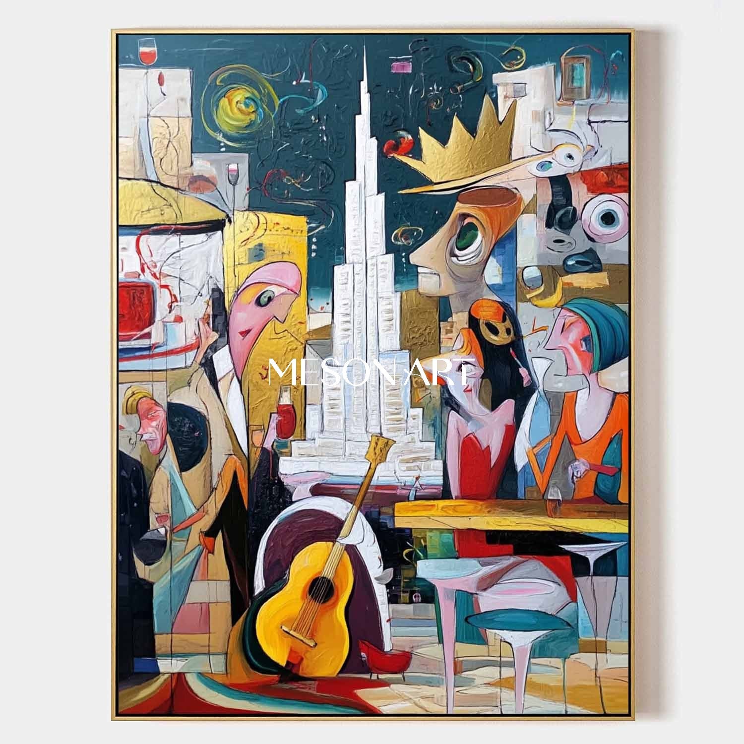 Buy Modern Picasso Inspired Cubist Figurative Painting Large Wall Art