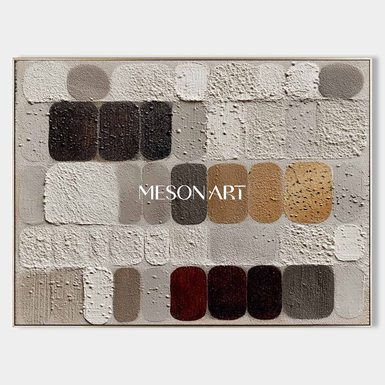 Wabi-Sabi 3D Textured Wall Art Large Gray Plaster Framed Canvas Office