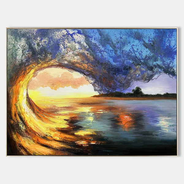 Large Realistic Ocean Waves Oil Painting Ocean Waves Realistic Canvas Art Light Blue Realistic Ocean Waves Wall Art Decoration