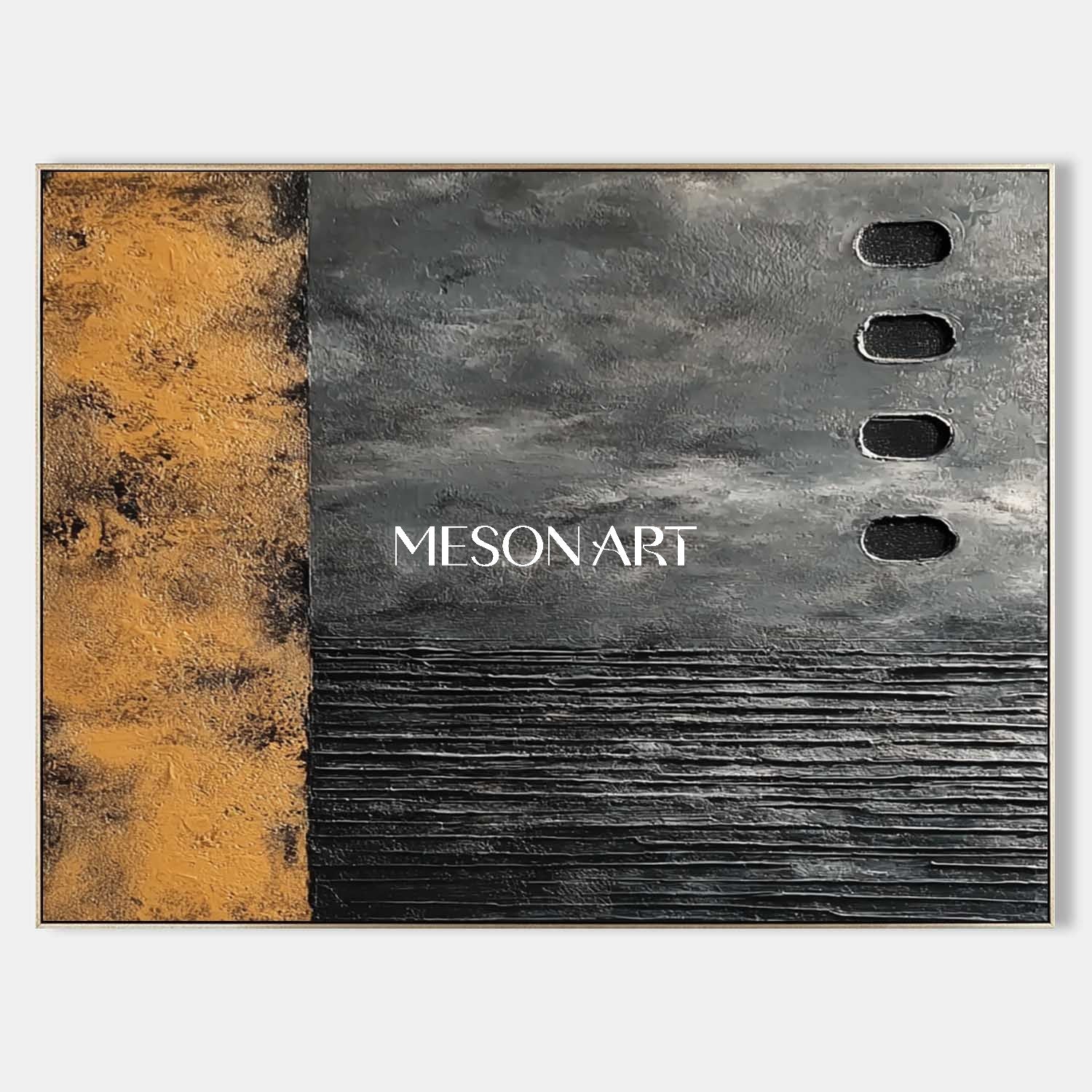 Large Hand-Painted Wabi-Sabi Black Abstract Art Canvas Living Room
