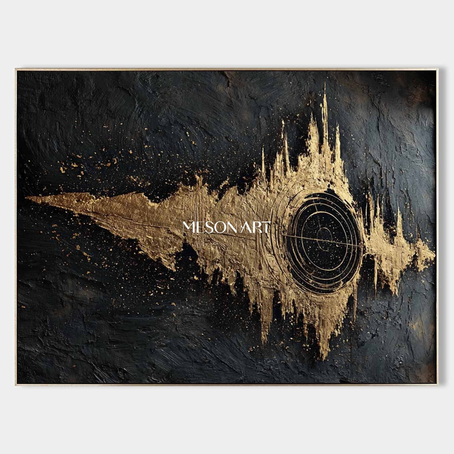 Black and gold abstract texture art canvas Black gold wall art decor Black night sky abstract art