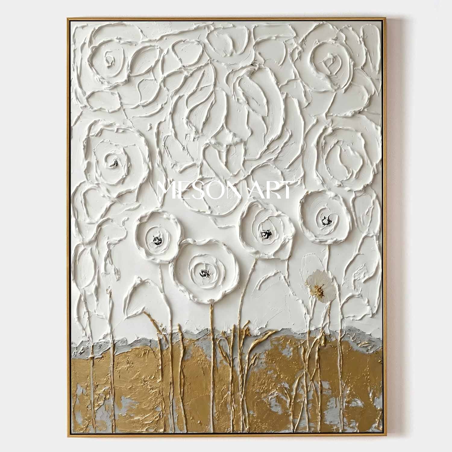 3D White Plaster Texture Painting Romantic Living Room Centerpiece