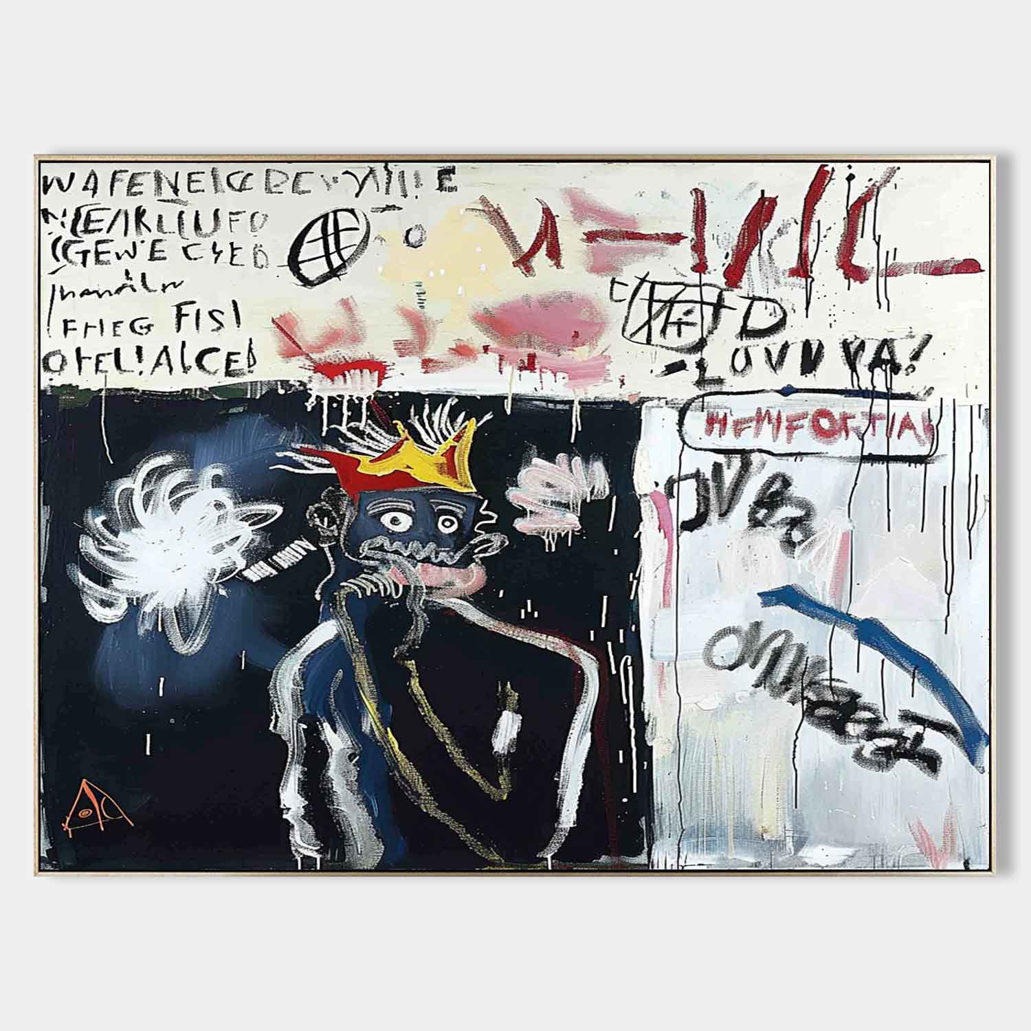 Large Basquiat Abstract Graffiti Canvas Art Abstract Graffiti Cool Lines Wall Painting