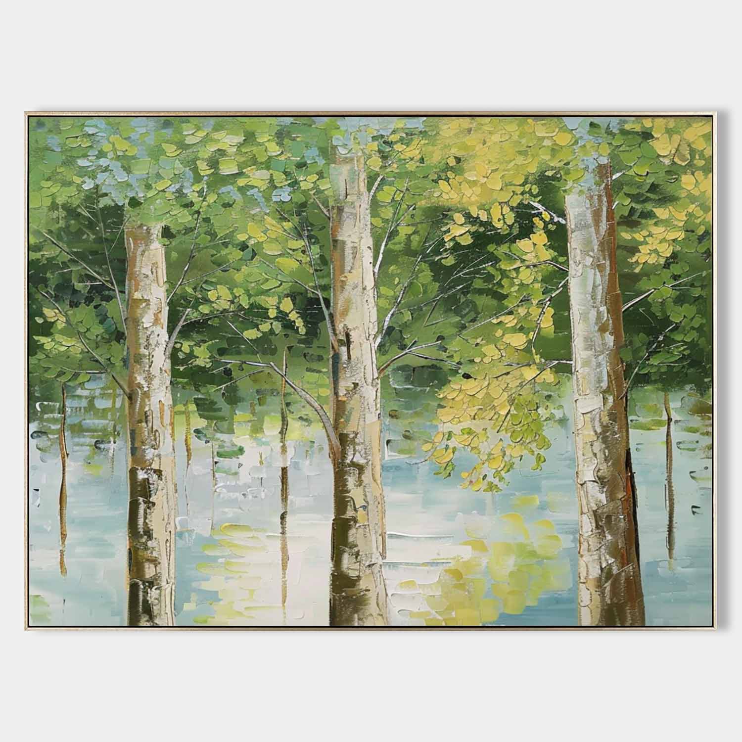 3D Green Tree Texture Painting Green Tree Canvas Art for Sale Tree Canvas Wall Art Decoration