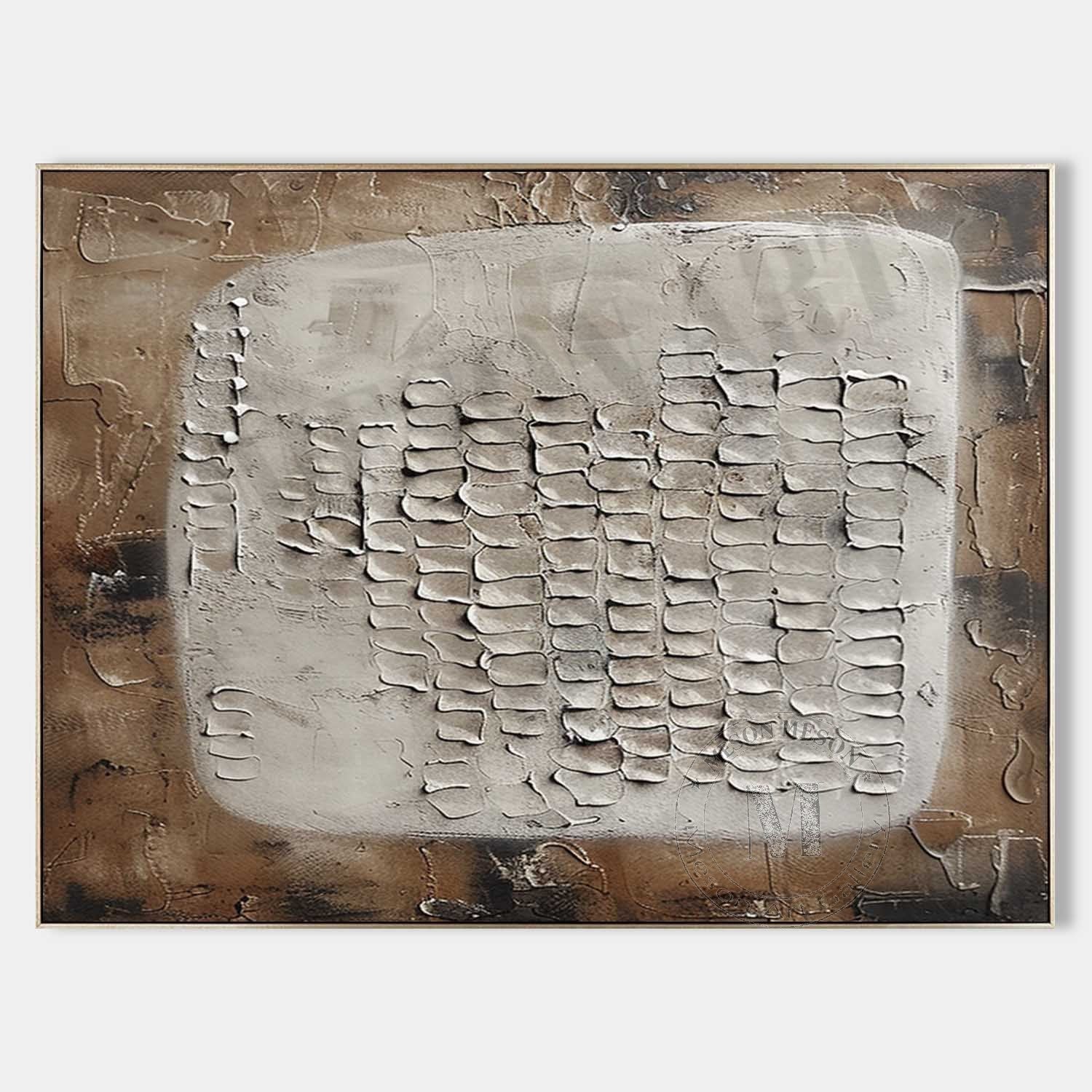 3D Brown and White Abstract Art Brown and White Minimalist Textured Painting Wabi-Sabi Wall Art
