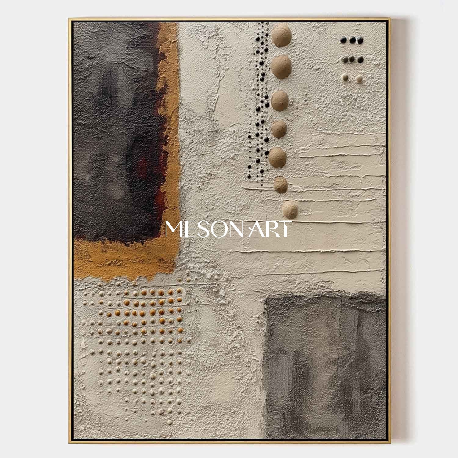 Handmade Modern Wabi-Sabi Art Heavy Impasto Neutral Color Painting