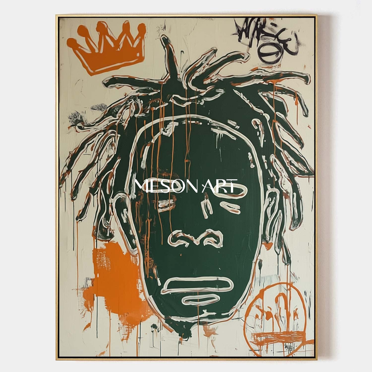 Basquiat Style Abstract Portrait Street Art Oil Painting Living Room