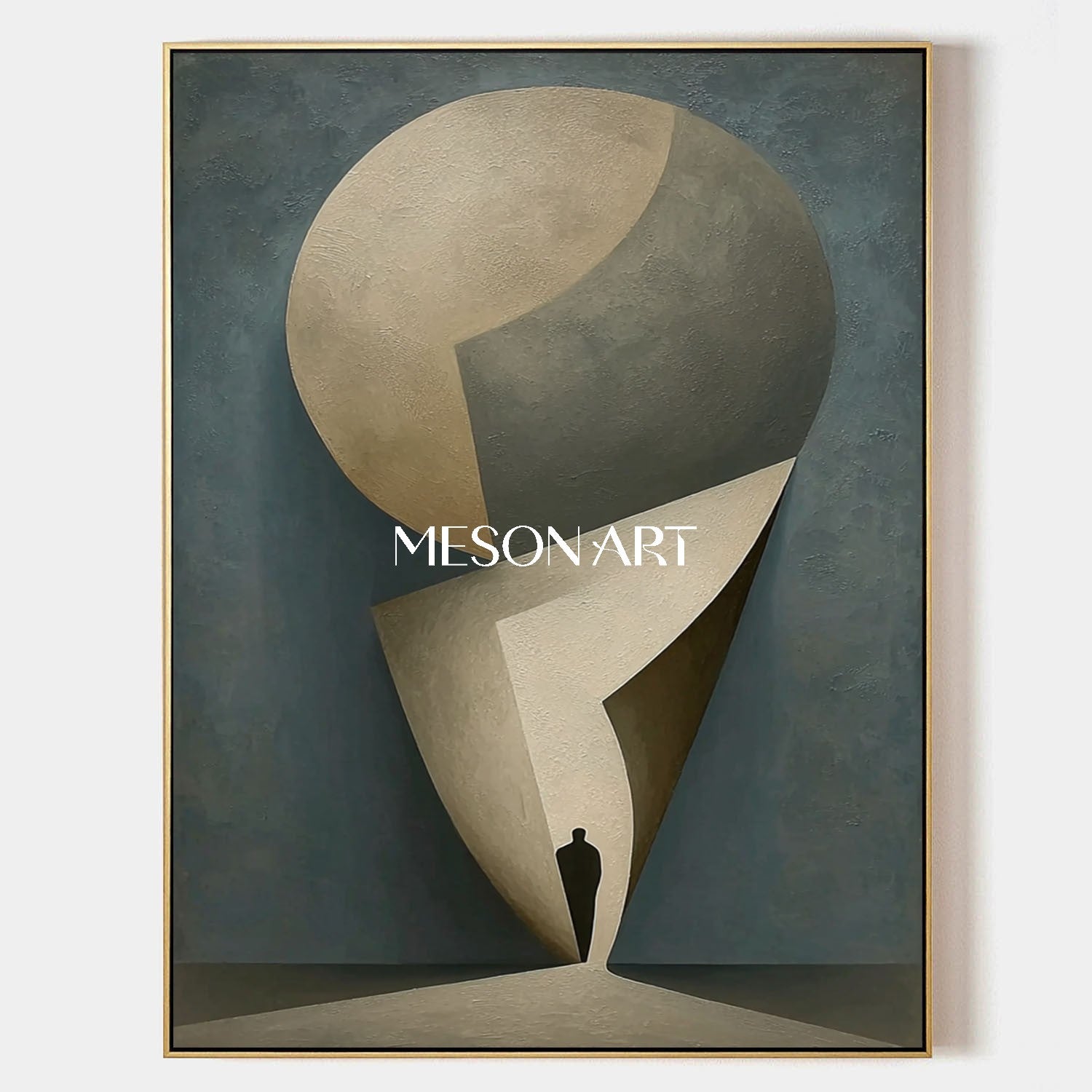 Contemporary Luxury Olive Gray Original Canvas Art Vertical Bedroom