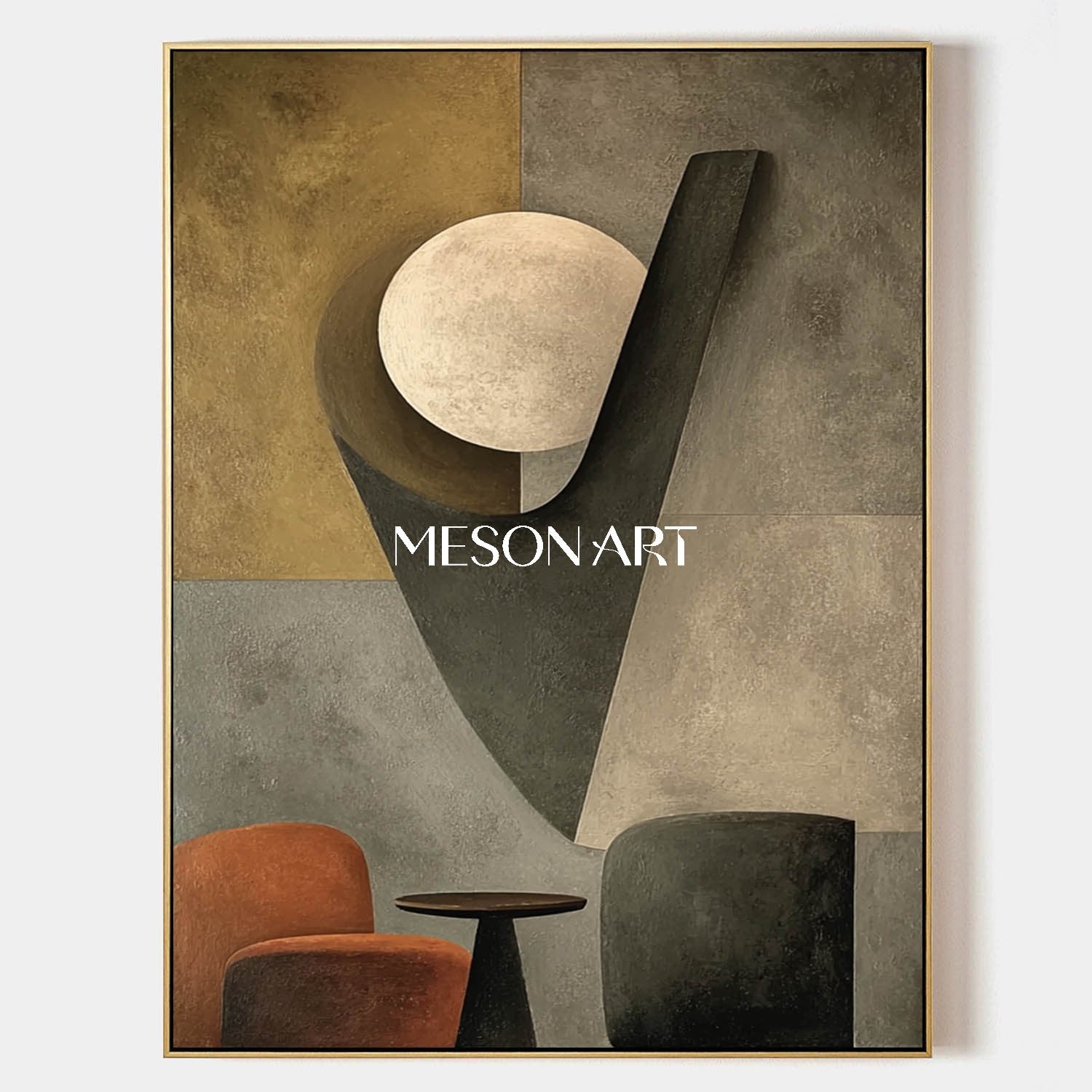 Large Framed Abstract Gray Oil Painting Handmade Office Wall Art Online