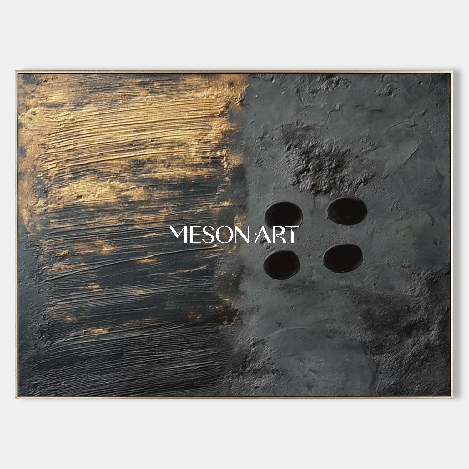 Black Wabi-Sabi Textured Painting MInimalist Abstract Wall Art Hallway