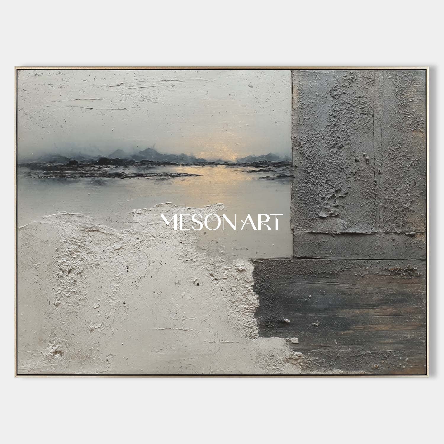 オリジナルのわびさびグレー抽象風景テクスチャ絵画を購入する – MesonArt