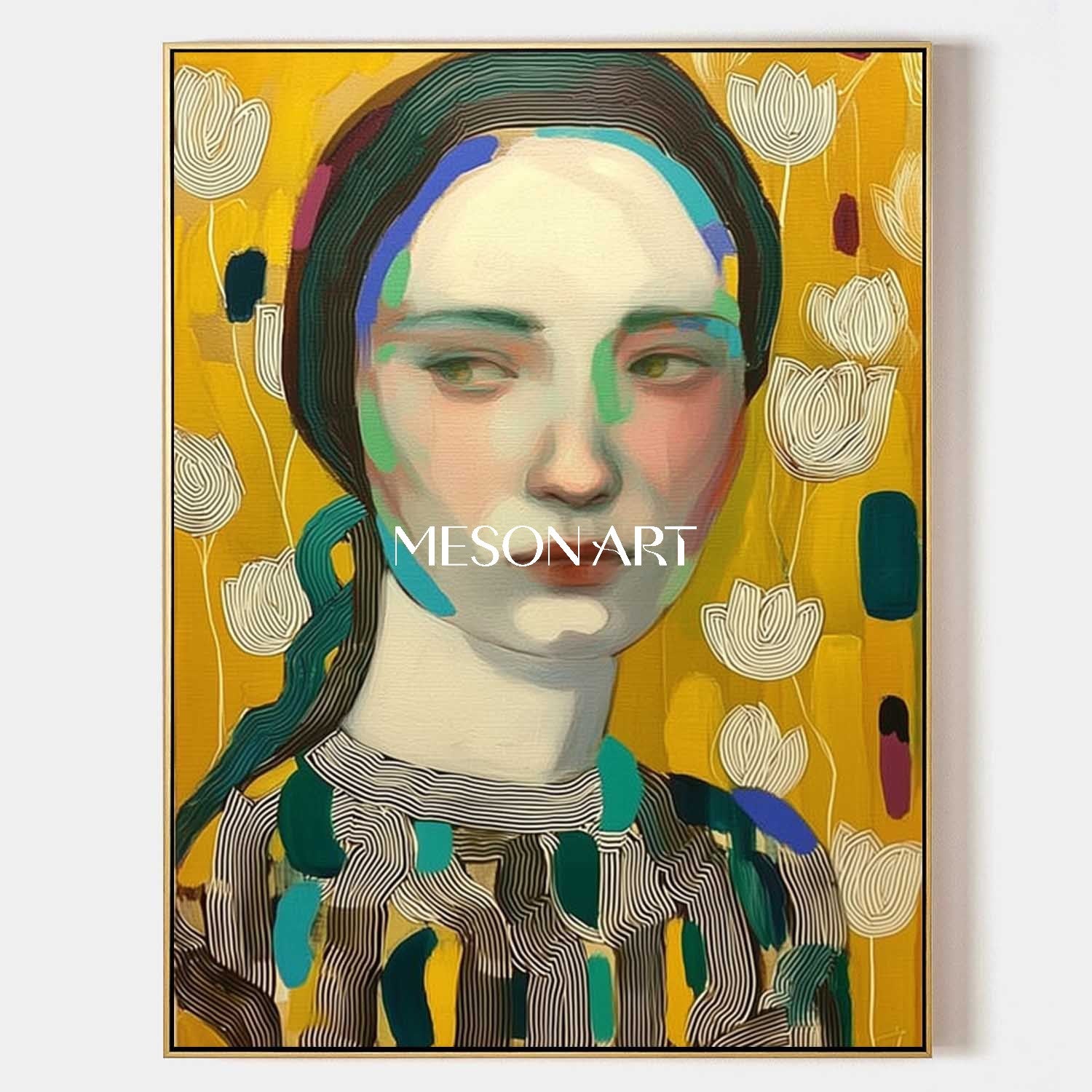 Yellow Modern Portrait Framed Canvas Oversized Living Room On Sale