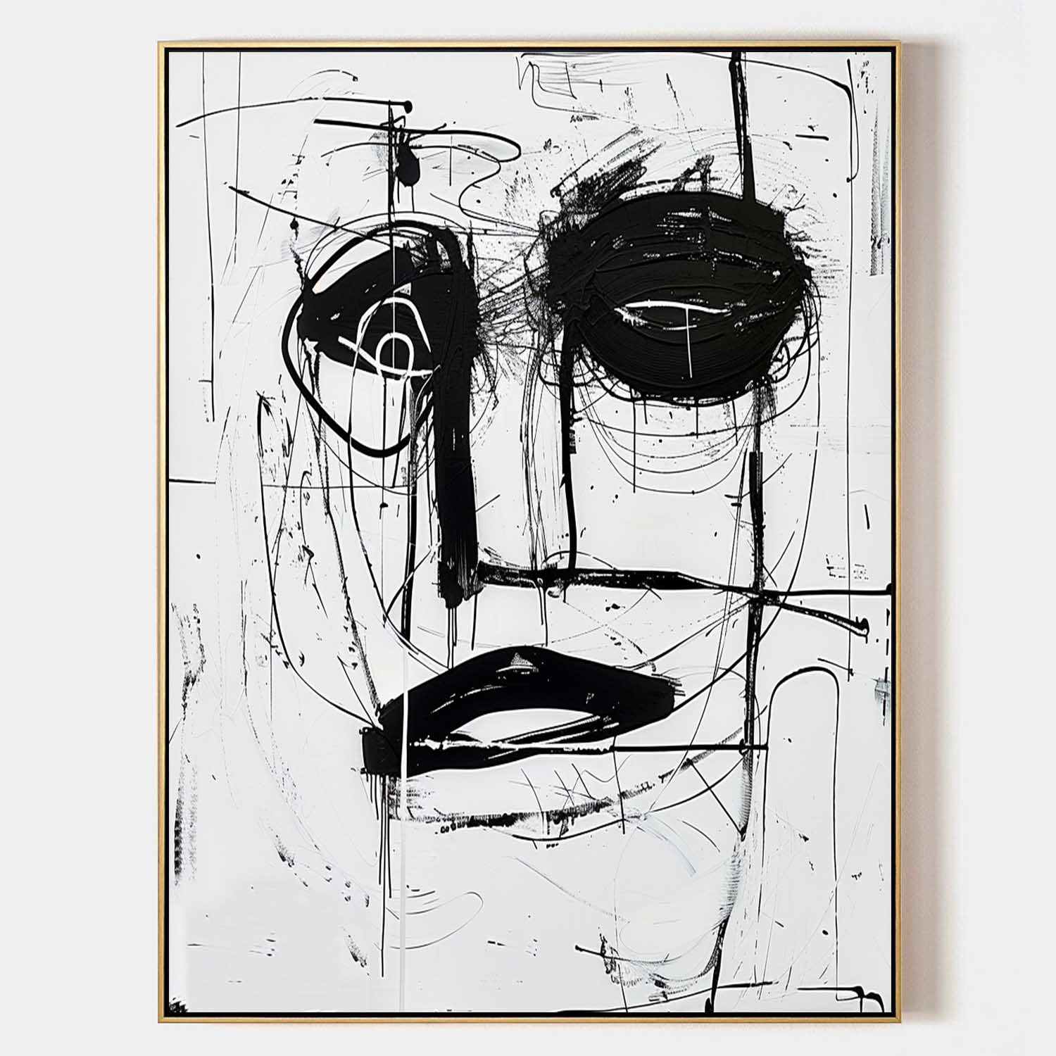 Black and White Basquiat Graffiti Abstract Canvas Wall Painting Black and White Graffiti Abstract Art