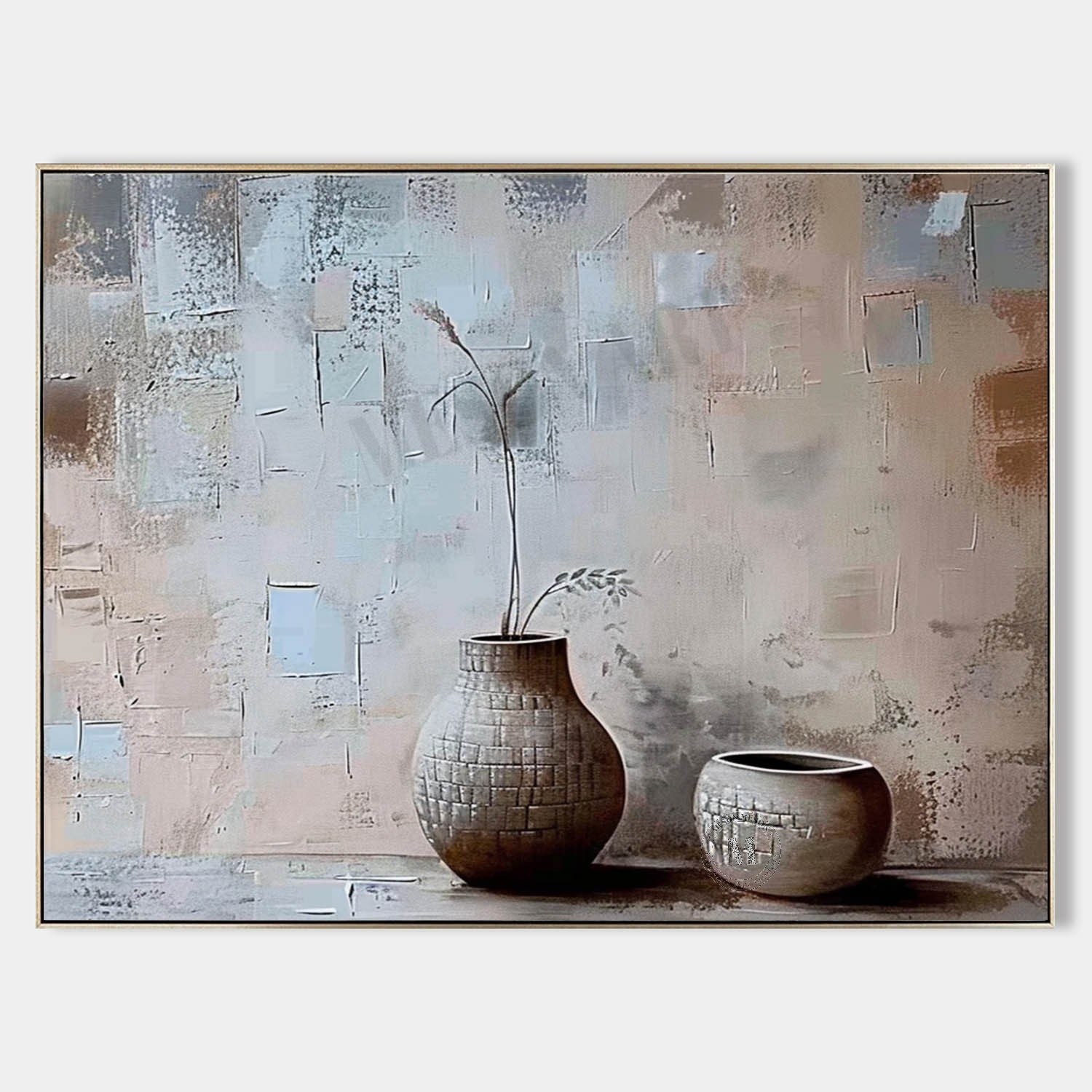 Large Ceramic Vase Art Ceramic Vase Still Life Paintings for Sale Grey Vase Canvas Wall Art Decor