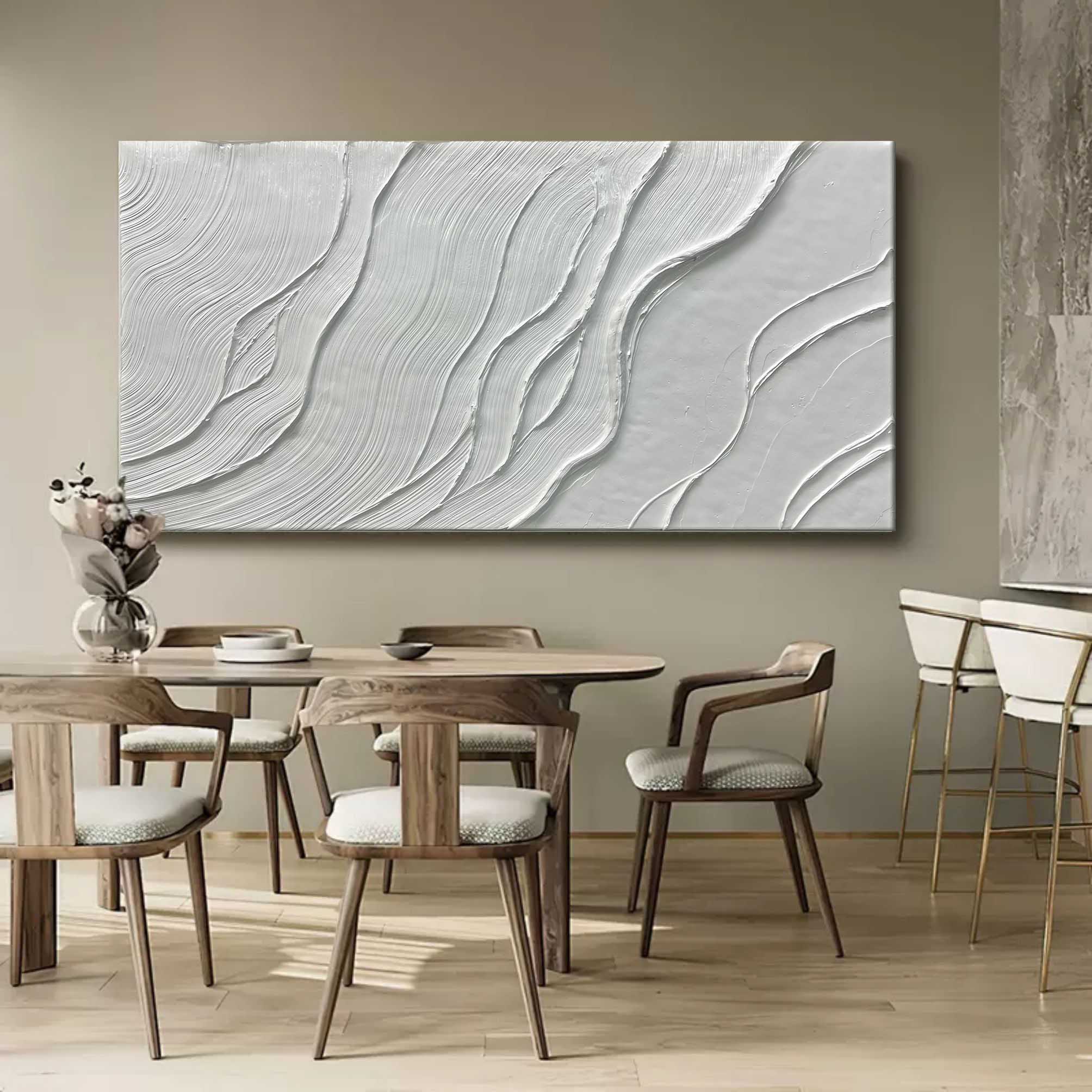 White Textured Painting White 3d Texture Art White Abstract Canvas Art Plaster Abstract Painting