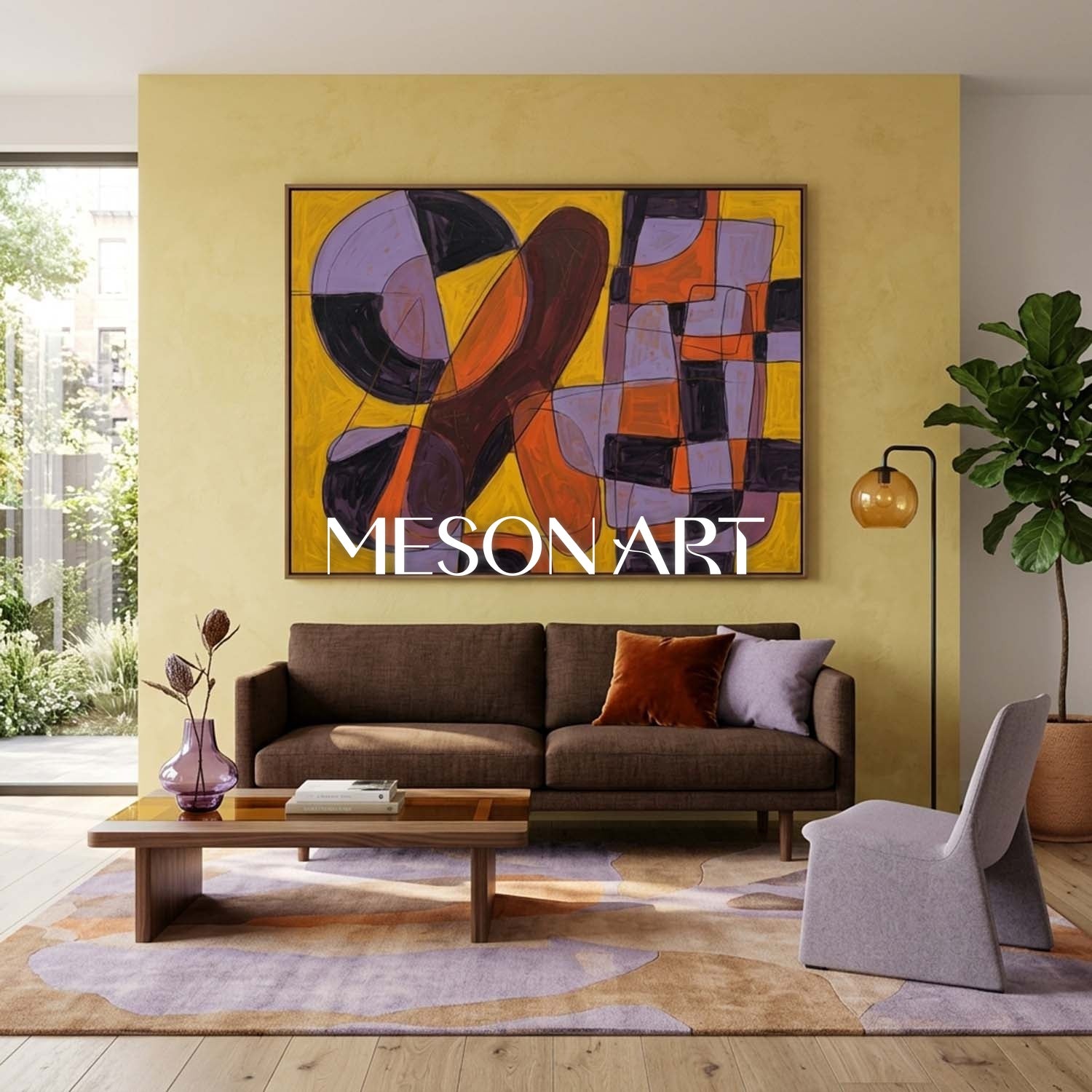 Contemporary Abstract Art With Bold Yellow And Black Geometry For Modern Living