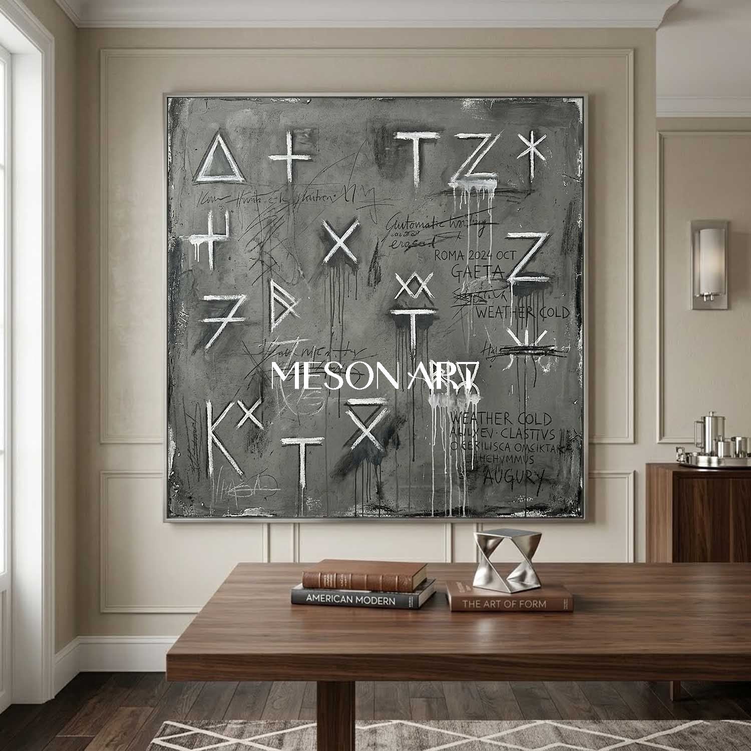 Black Modern Industrial Style Graffiti Painting Office Large Wall Art