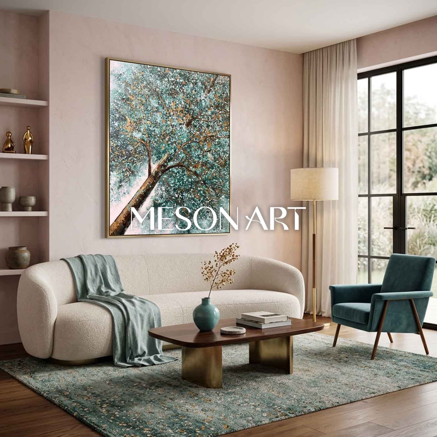 Contemporary Cubist Abstract Painting With Geometric Shapes And Neutral Tones For Modern Home Decor