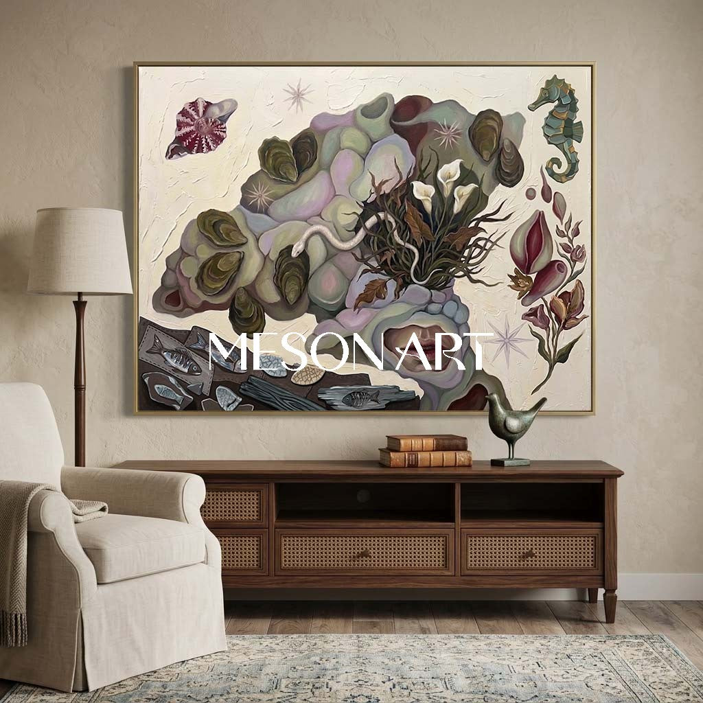 Original Surrealist Painting Textured Large Canvas Bedroom Wall Art