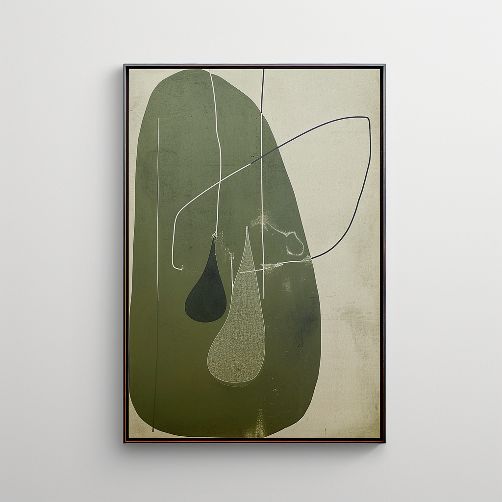 Green Contemporary Minimalist Art 3 Piece Set Wabi-Sabi Wall Art Green Abstract Canvas Art Set of 3