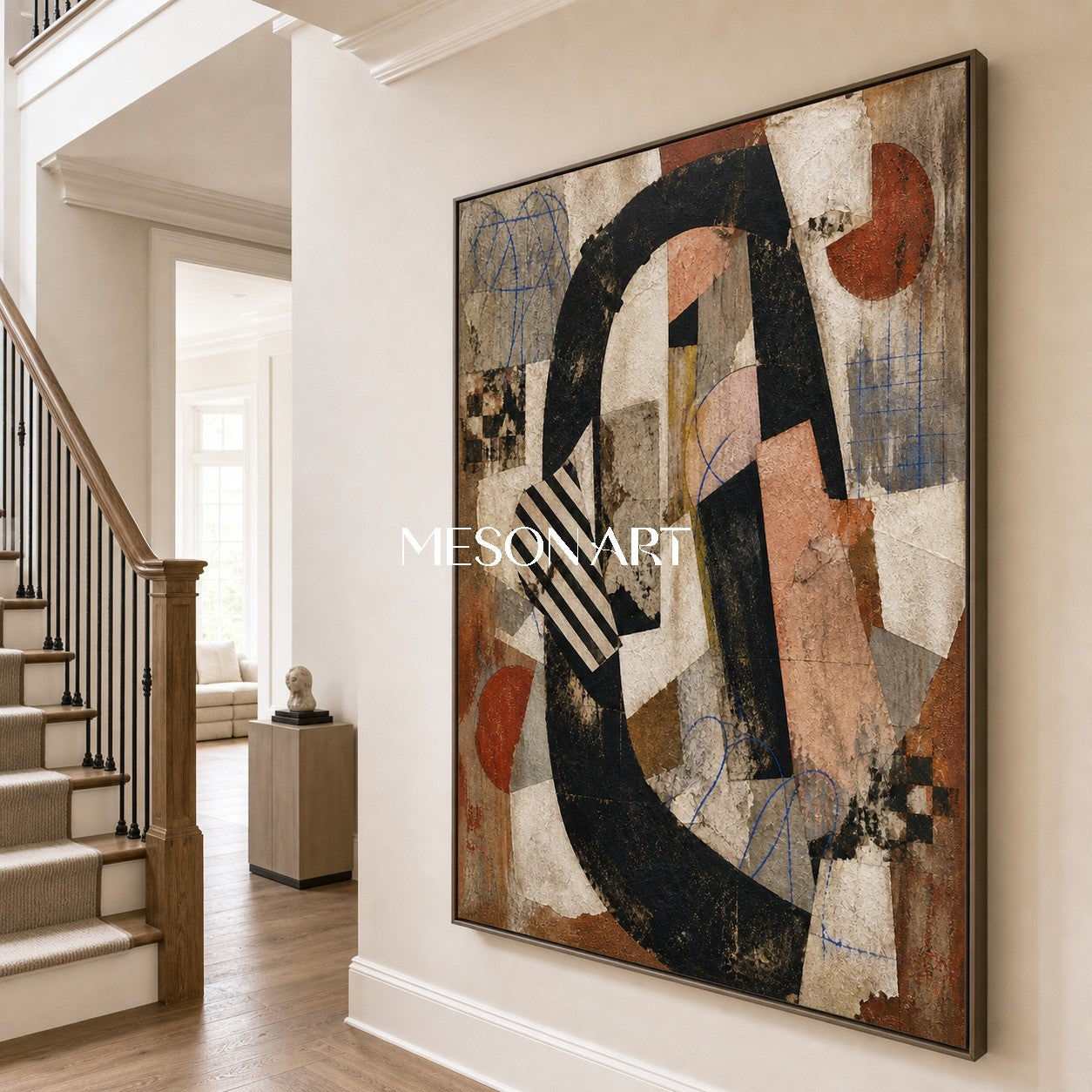 Wabi Sabi Abstract Art With Textured Geometric Forms For Modern Living Room And Home Office Decor