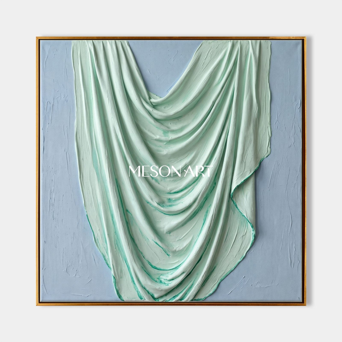 Green And Blue Minimalist Sculptural Textured Wall Art Square Original Artist By Mesonart