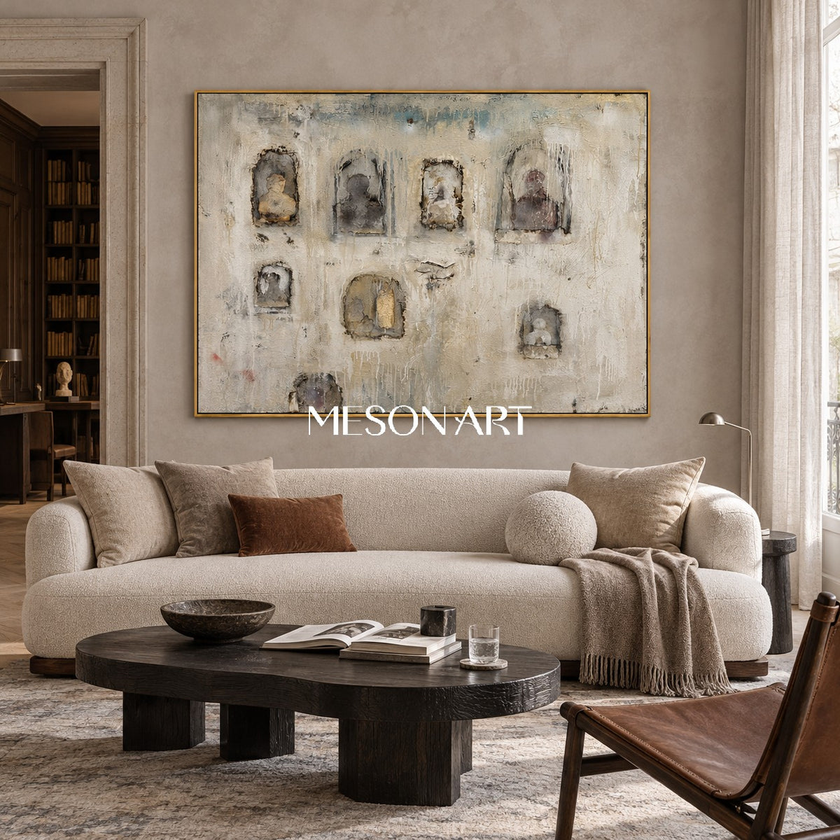 Neutral And Gray Abstract Painting Original Artist Hand Painted Mixed Media Textured Wall Art For Living Room By Mesonart