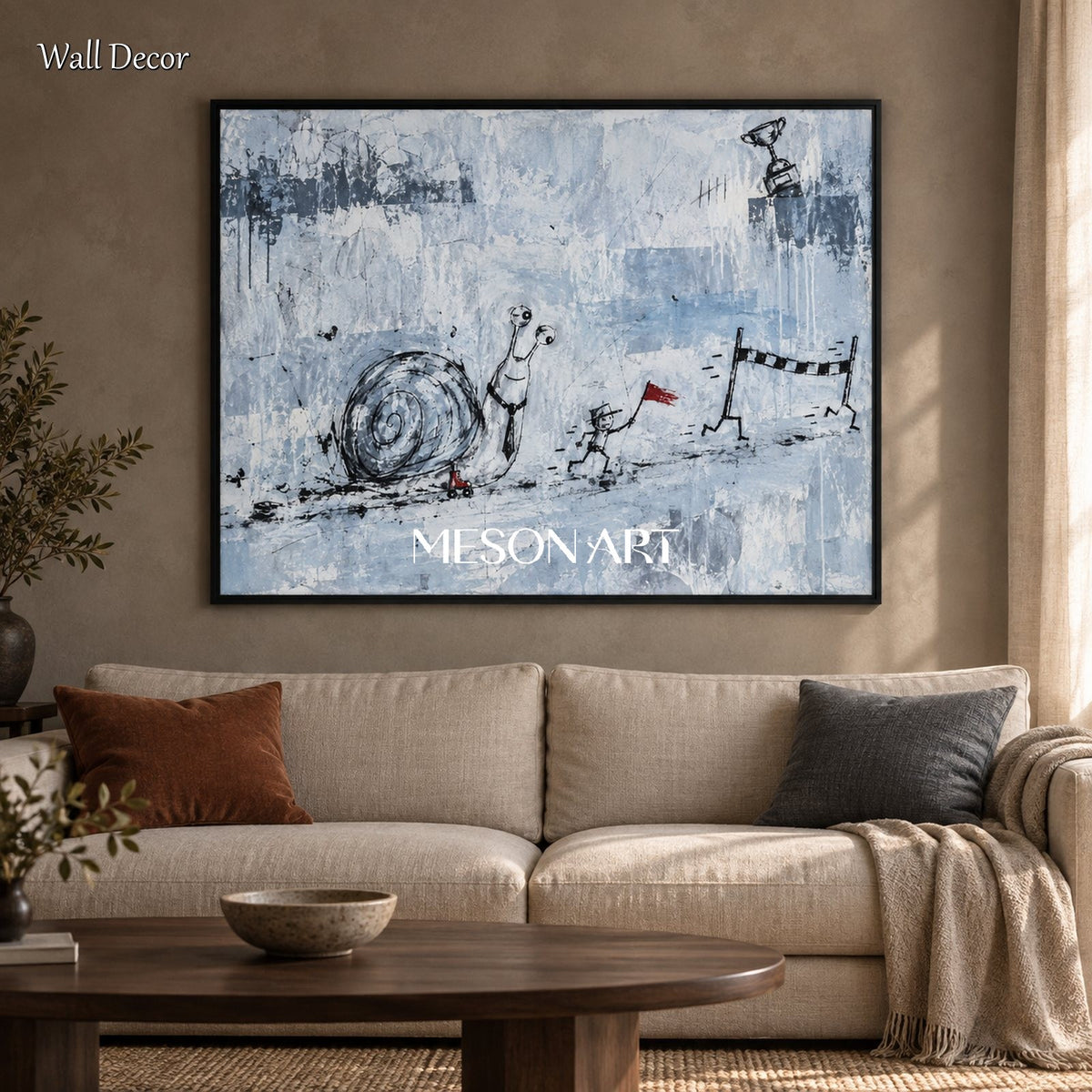 Blue And White Abstract Graffiti Street Art Painting Original Artist Contemporary Urban Wall Canvas By Mesonart