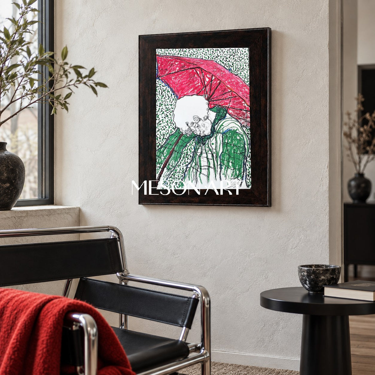 Red And Green Figurative Expressionist Painting Modern Art Rectangular Wall Decor By Mesonart