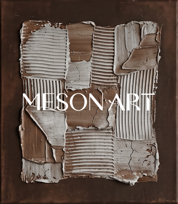 Brown Minimalist Triptych Wall Art With Textured Relief For Contemporary Living Room Decor