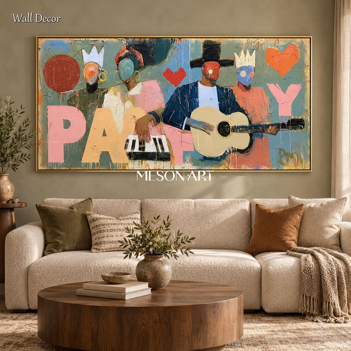 Pink And Blue Abstract Figurative Painting Panoramic Wall Art Original Artist Contemporary Modern By Mesonart