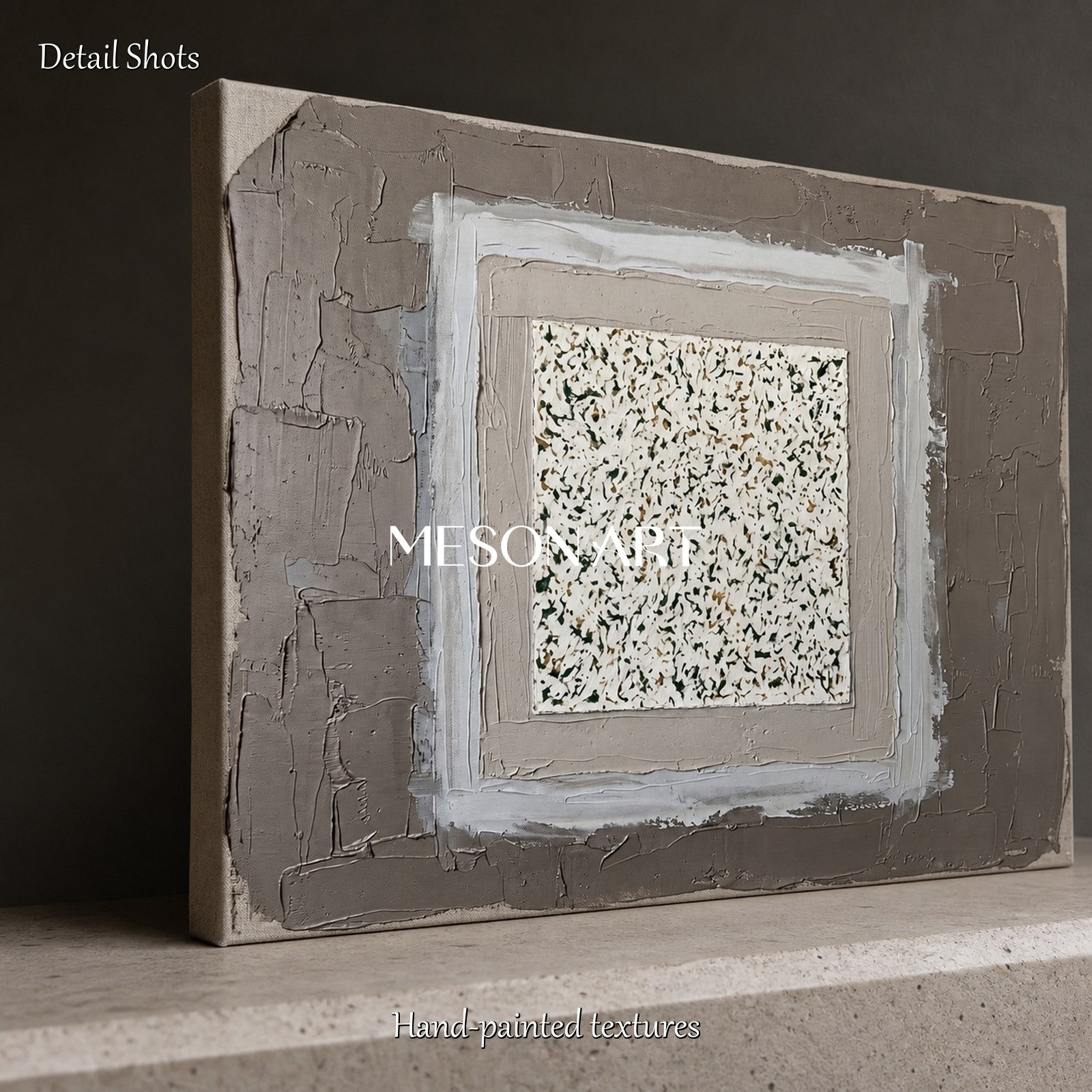 Minimalist Textured Abstract Painting With Earth Tones For Modern Home Decor