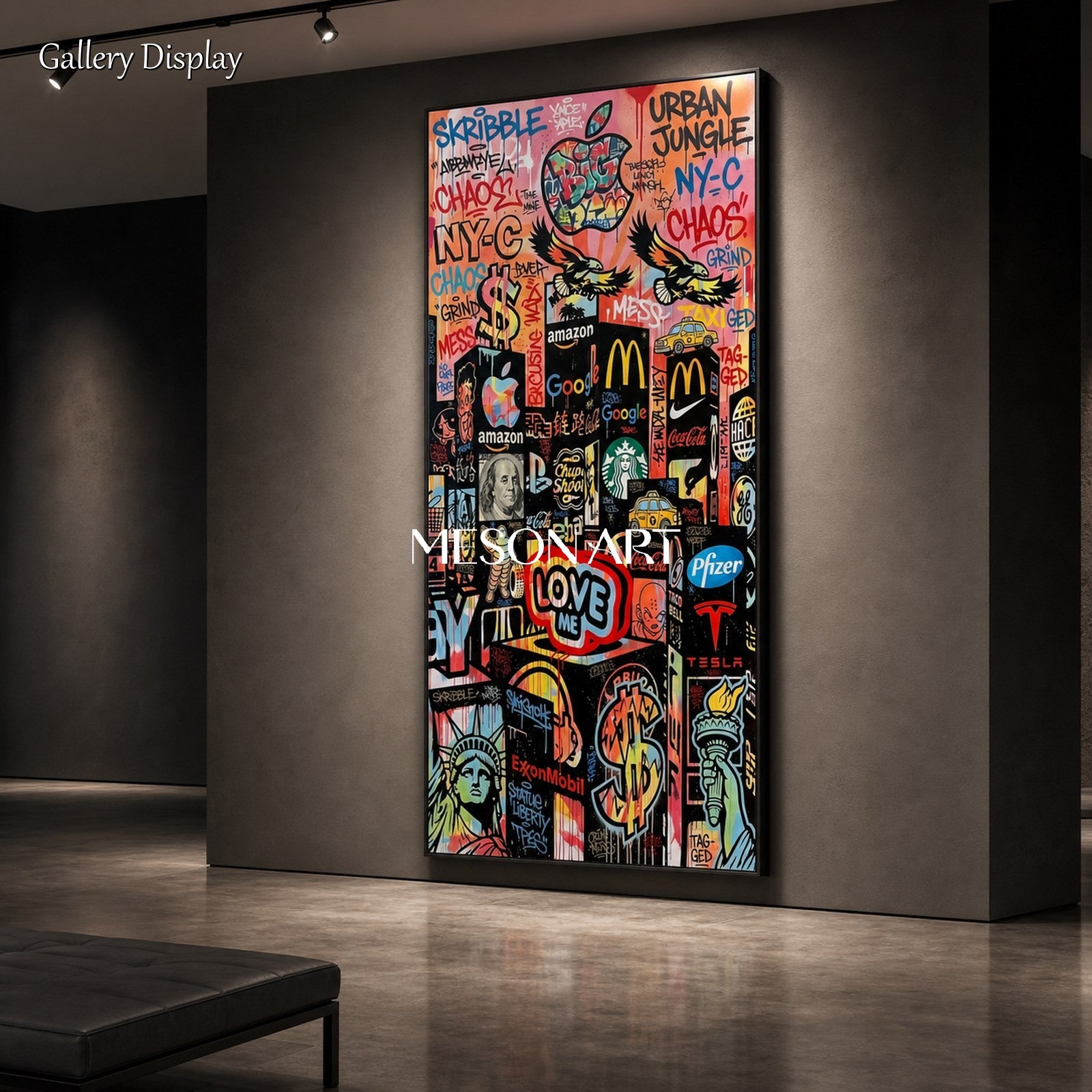 Black And Red Banksy Paintings For Sale Urban Graffiti Pop Art Panoramic Wall Decor For Living Room By Mesonart