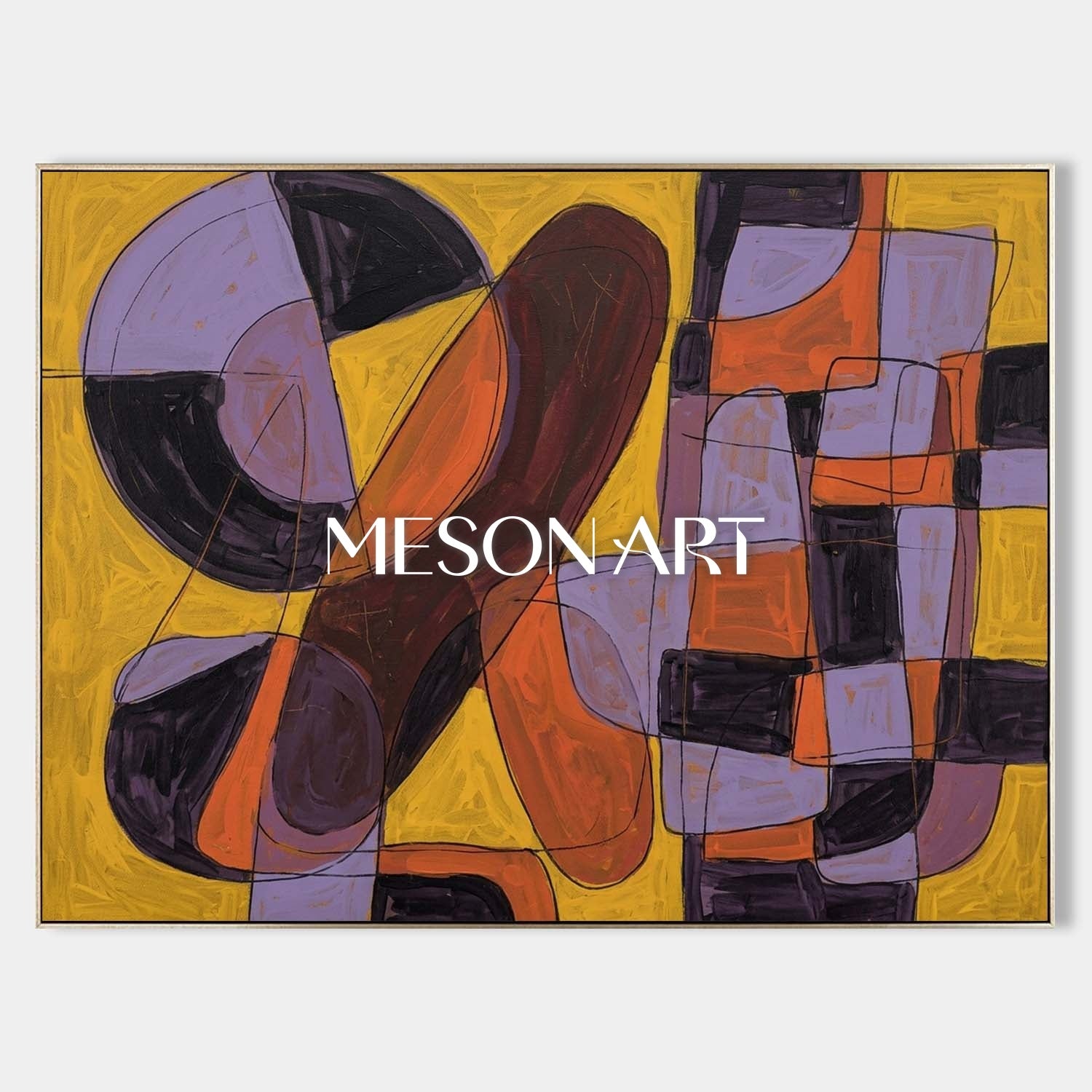 Contemporary Abstract Art With Bold Yellow And Black Geometry For Modern Living