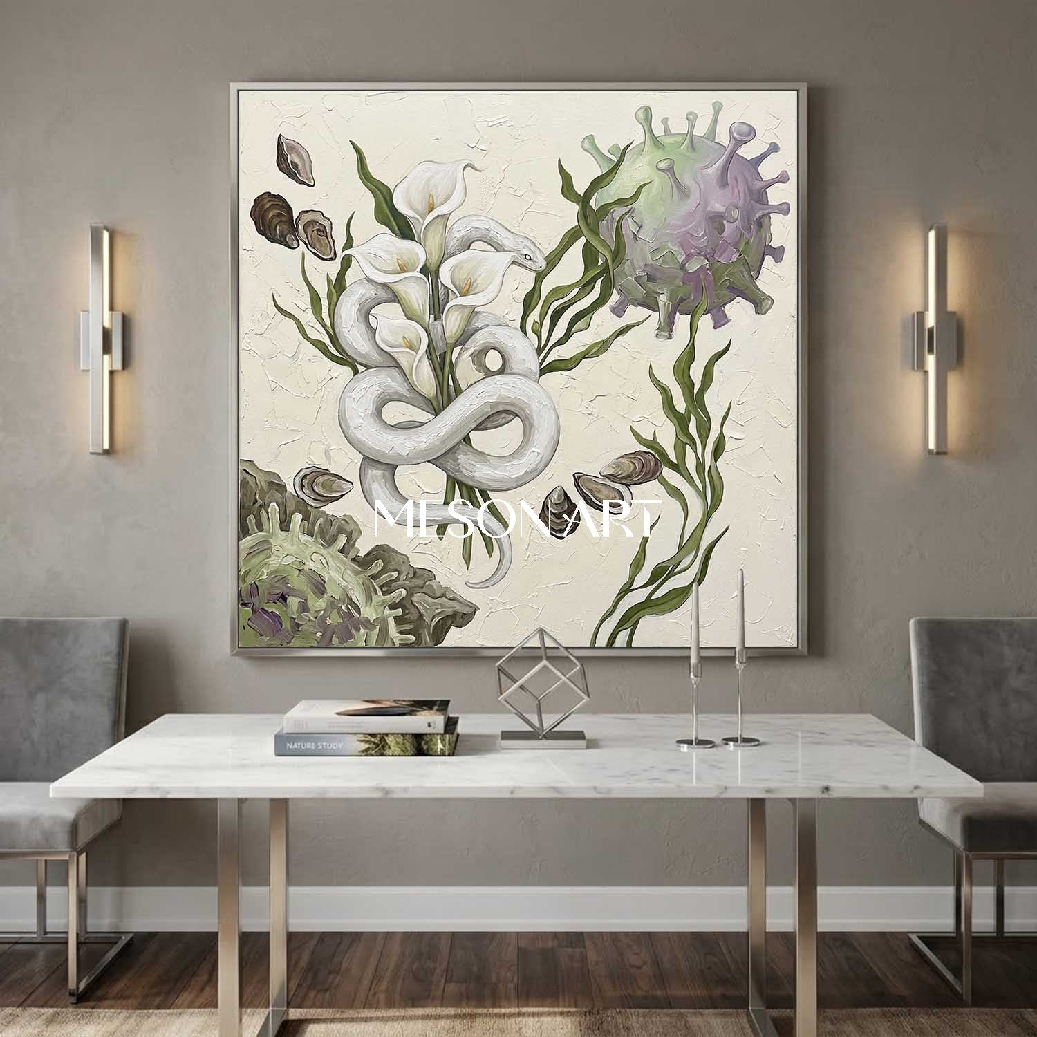 Creamy White Handmade Serene Calla Lily Canvas Art Spa Retreat Wall Decor