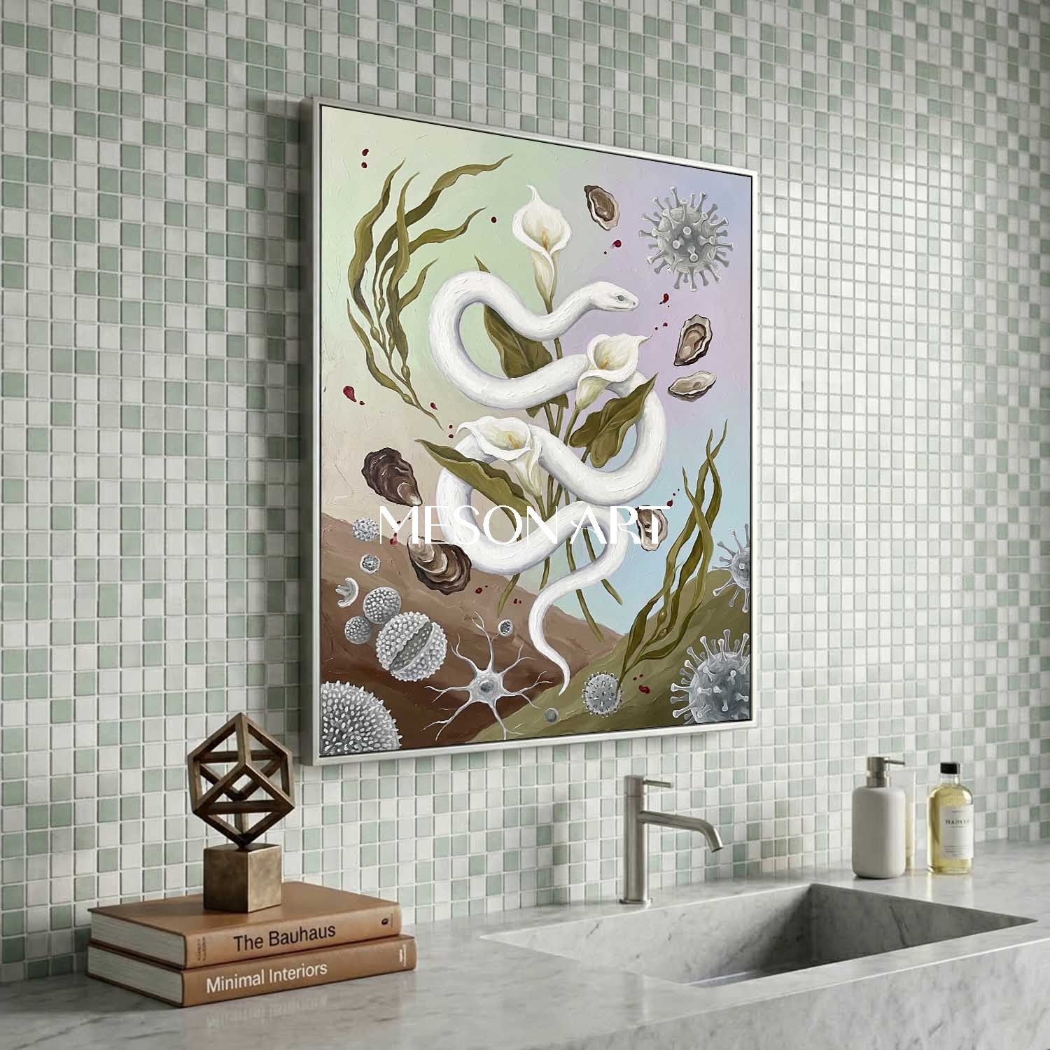 Original Surrealist Oil Painting Hand Painted Calla Wall Art Above Couch Decor