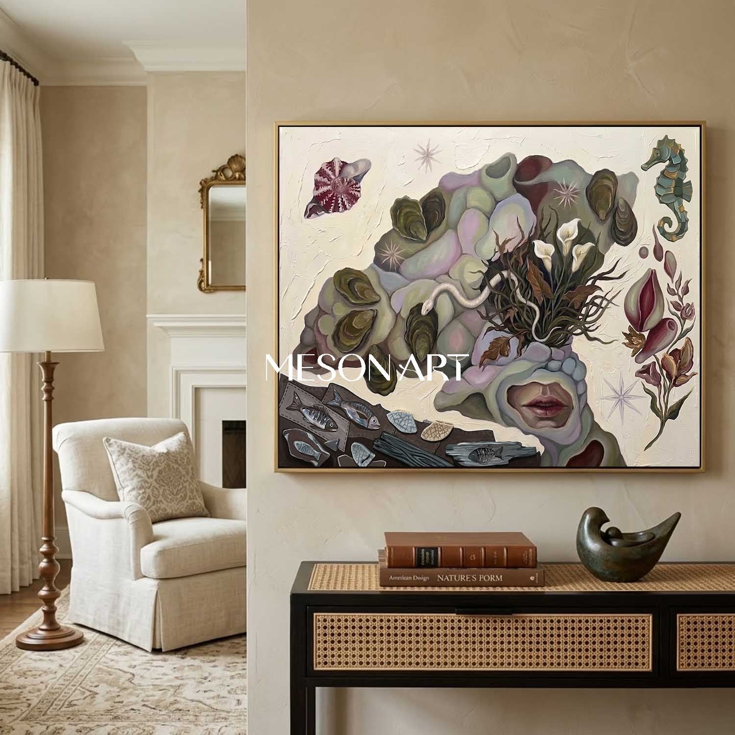 Original Surrealist Painting Textured Large Canvas Bedroom Wall Art