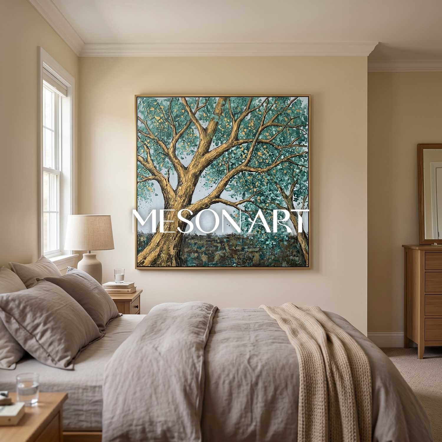 Contemporary Cubist Abstract Painting With Geometric Shapes And Neutral Tones For Modern Home Decor
