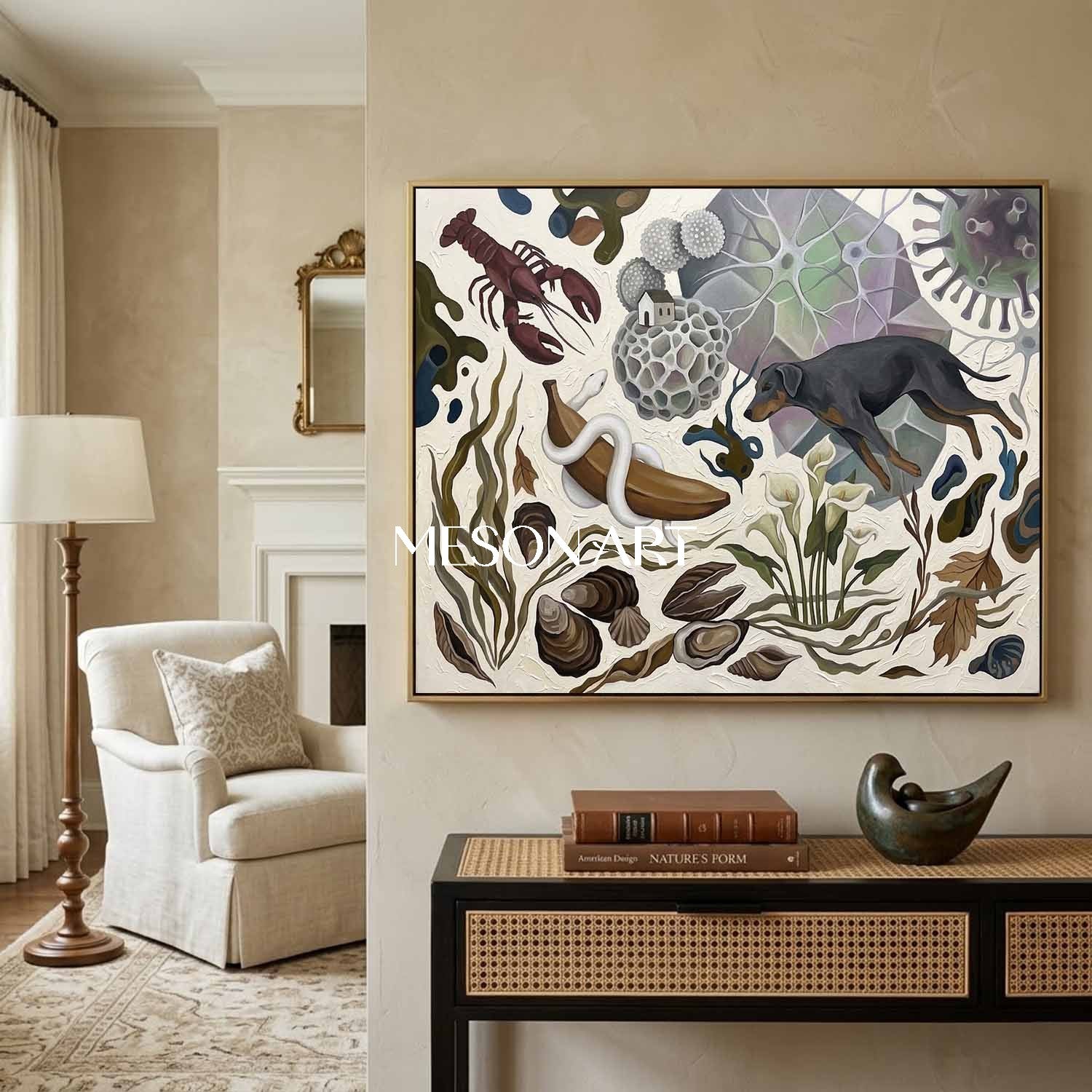 Original Surrealist Painting Textured Large Canvas Bedroom Wall Art