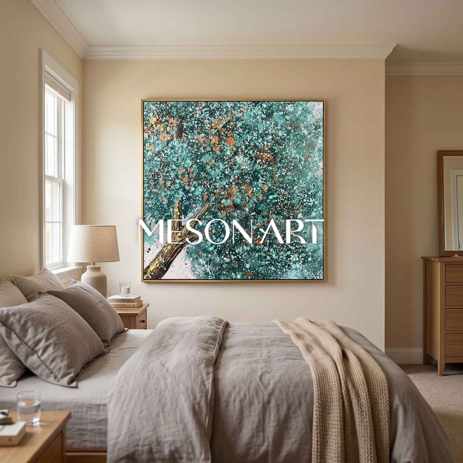 Contemporary Cubist Abstract Painting With Geometric Shapes And Neutral Tones For Modern Home Decor