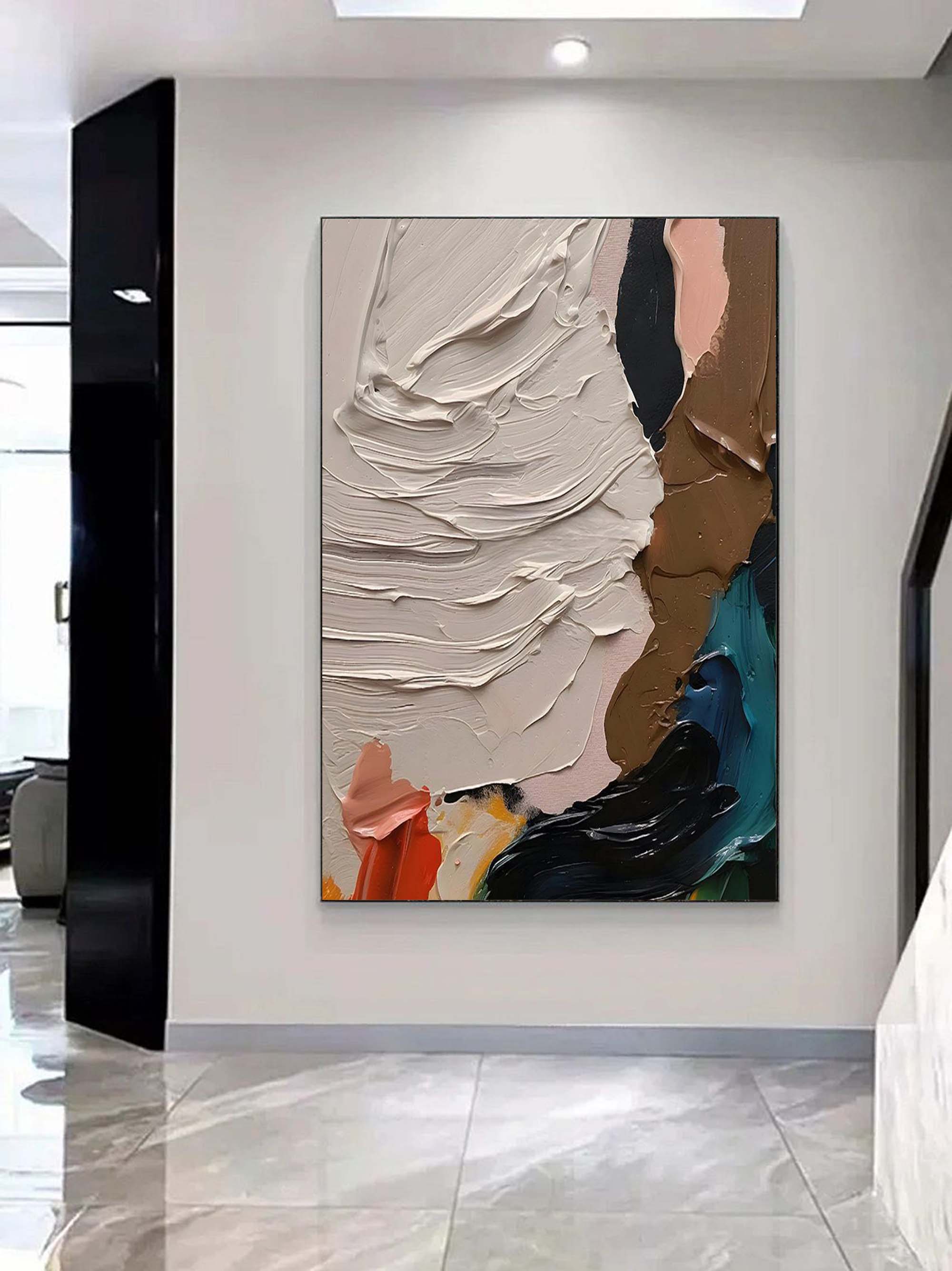 Large Colorful Oil Paintings For Sale White Abstract Art Canvas Thick Textured Wall Painting