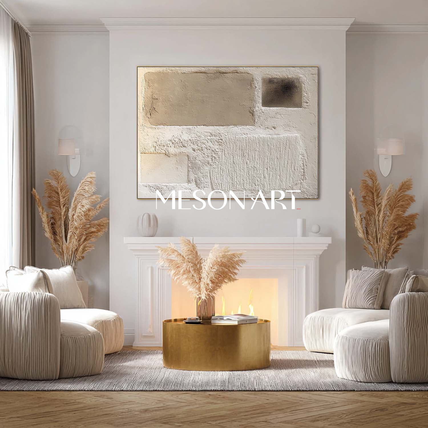 Wabi-Sabi Textured Beige Wall Art Minimalist Neutral Painting for Modern Home Decor